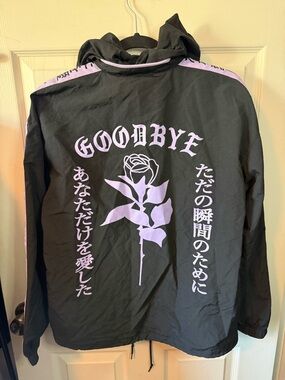 SAMII RYAN Goodbye Japan Windbreaker Jacket Purple / Black Small